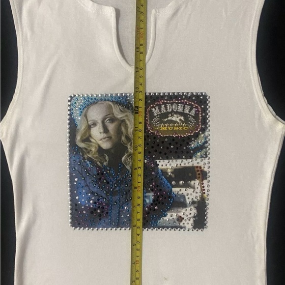 MADONNA Dolce & Gabbana Drowned World Tour 2001 MUSIC Cropped T Crystal Studs L - Picture 5 of 6